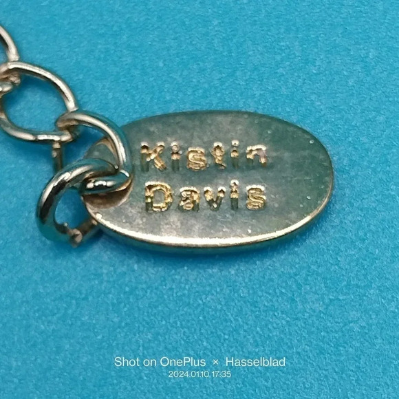 Kistin Davis Teal and Gold Tone Circle Pendants Fashion Statement Necklace - Picture 7 of 7